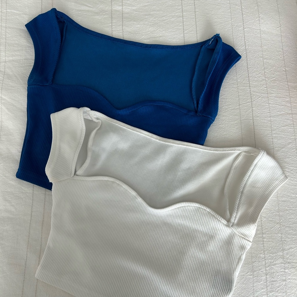 Elegant Blue and White Women's Tops